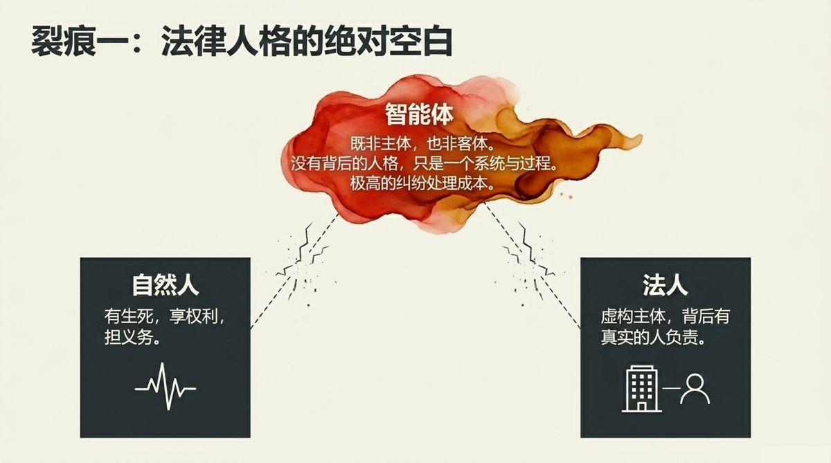 裂痕一:智能体卡在自然人与法人之间,法律人格绝对空白