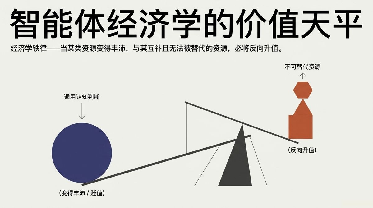 智能体经济学的价值天平——通用认知判断贬值、不可替代资源升值