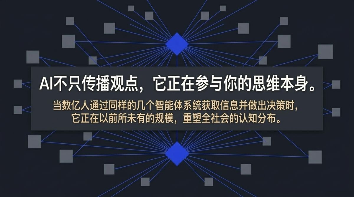 AI不只传播观点,它正在参与你的思维本身——数亿人经由同几个系统获取信息并决策,重塑全社会认知分布