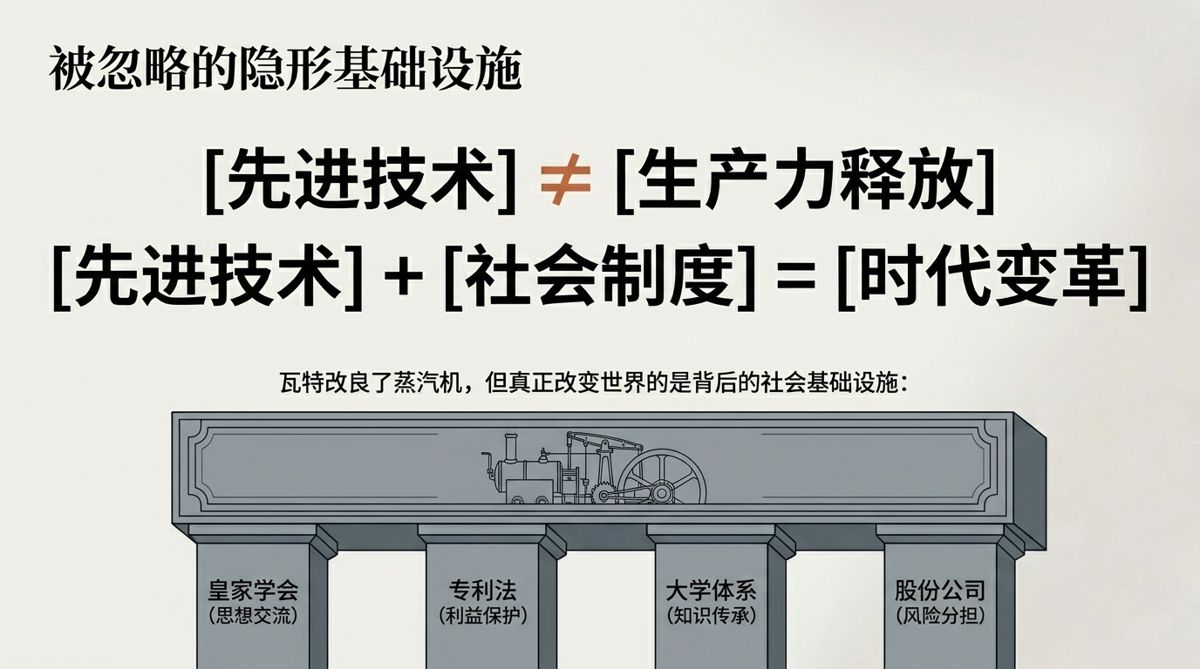 被忽略的隐形基础设施——蒸汽机神庙图示四根社会制度支柱